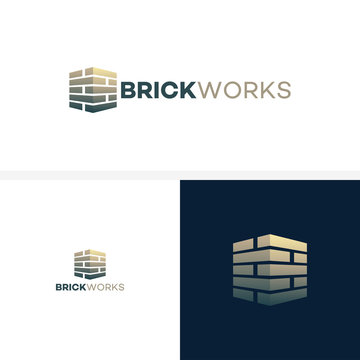 Modern Flat Brick logo, Brick Work simple modern logo template