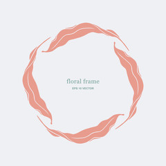 Floral frame with leaves silhouettes