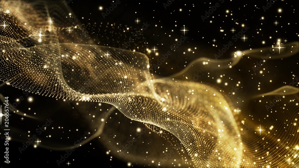 Poster gold color abstract background texture design with waves and stars