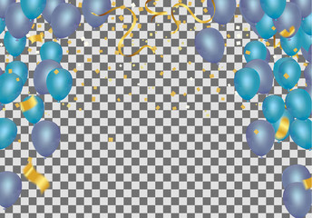 abstract vector background and Vector party balloons illustration. Confetti and ribbons flag ribbons, Celebration