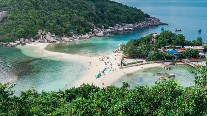 Amzing View of island and beach. Travel Vacation Lifestyle summer Concept.Tropical paradise on the island of Koh nang yuan in Thailand