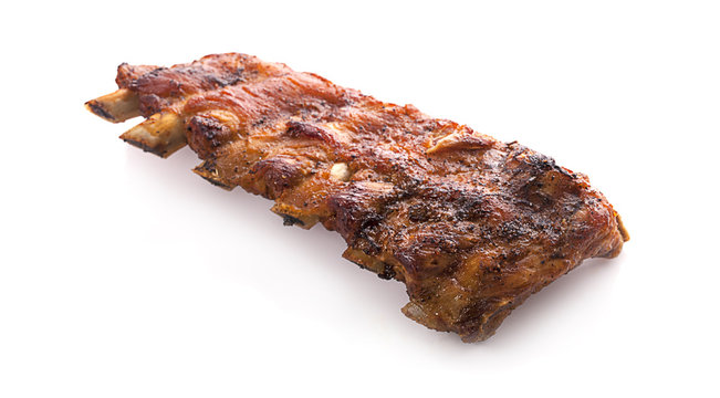 Grilled Pork Ribs Isolated On White Background