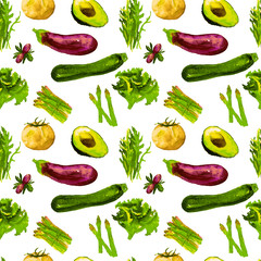 Vegetables Seamless Pattern. Repeatable Pattern with Healthy Food. 
