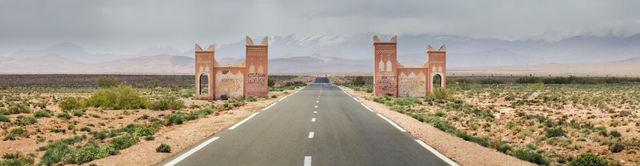 panorama of highway with gate in Morocco