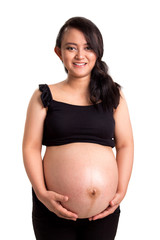 Smiling pregnant mom isolated portrait