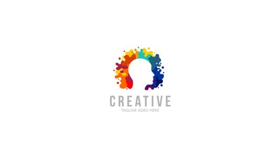 Abstract Human Head Vector - Colorful Creative Mind Logo