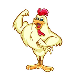 Chicken Strong Mascot Design Vector