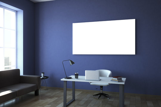 Contemporary office interior with poster