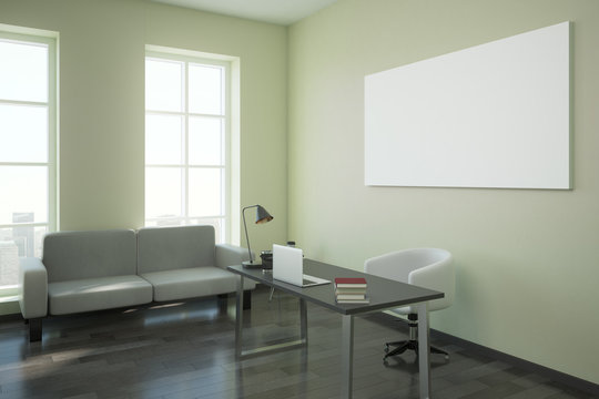 Modern office interior with poster