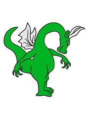 stehend groß comic cartoon lustig clipart fliegen flügel wyvern lindwurm mystisch fantasy Drache böse