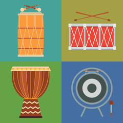 Fototapeta na wymiar Musical drum wood rhythm music instrument series percussion musician performance vector illustration