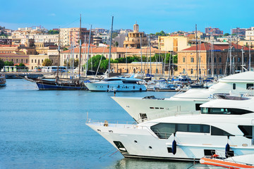 Yachts in Mediterranean Sea in Siracusa Sicily