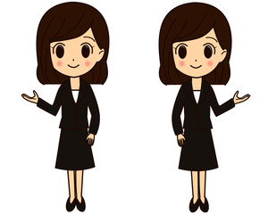 ビジネスウーマン片手でご案内