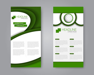 Vector flyer and leaflet design. Set of two side brochure templates. Vertical banners.  Green color.