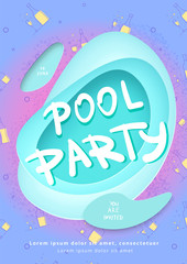 Pool party vertical flyer. Event banner. Vector illustration.