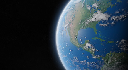 View of blue planet Earth in space 3D rendering elements of this image furnished by NASA