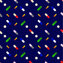  Pills vector seamless pattern. Colorful tablets with capsules. Vector  Illustration