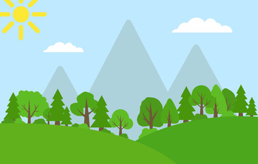 Obraz premium Vector flat landscape summer.