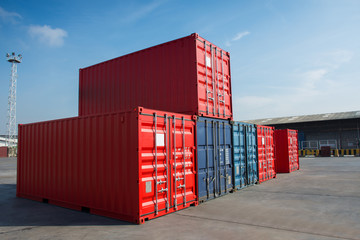 Fototapeta premium cargo container in the cargo yard port wait for tanker truck .