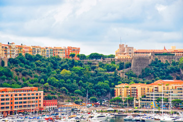Luxury yachts and Hercule Port in Monaco French Riviera