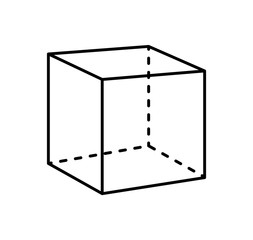 Cube Isolated Geometric Figure of Black Projection