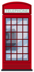 Obraz premium A Red Telephone Booth on White Background