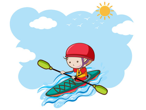 A Boy Kayaking on Sunny Day