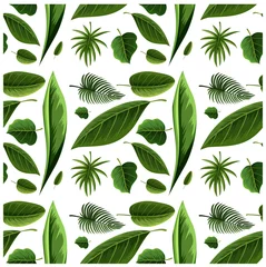 Fotobehang Tropische bladeren Green Tree Leaf Seamless Wallpaper