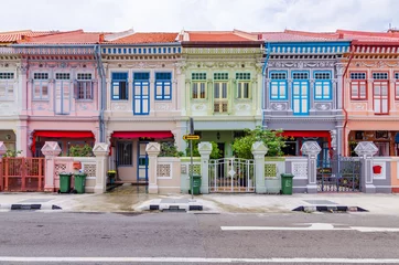 Fotobehang Colourful "Peranakan" House. The word 'Peranakan' used by the local people of the Malay Archipelagos to address foreign immigrants whom established families in the Straits of Southeast Asia. © zhnger