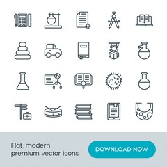 Modern Simple Set of science, education, kids and toys Vector outline Icons. Contains such Icons as  laboratory, literature, career,  drum and more on white background. Fully Editable. Pixel Perfect.