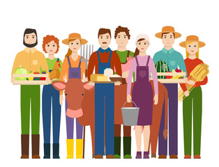 Farmer workers people character agriculture person profession farming life vector illustration.
