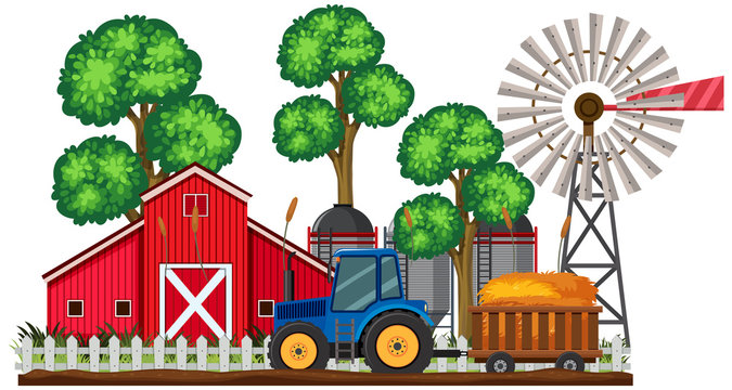 A Farming Scene and Tractor
