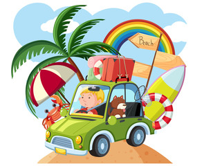 Fototapeta premium A Young Man Travel with Dog