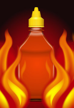 Sriracha Hot Chilli Sauce on Fire