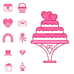 Wedding outline married engagement icons vector illustration.