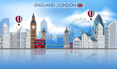 Fototapeta premium London Landmark on White Background