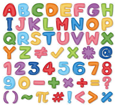 Colourful English Alphabet and Number