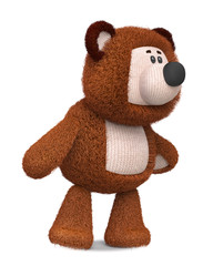 3d illustration funny brown bear toy/3d illustration