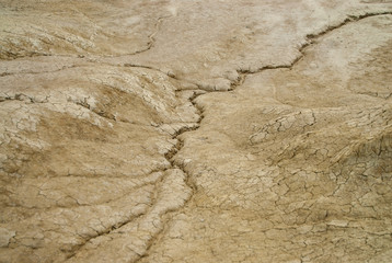 dried ditches of water on arid landscape, natural disaster drought global warming concept 