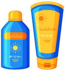 Bottle of Sunblock on White Background