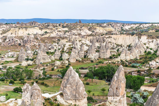 valley in old mountains in Goreme National Park