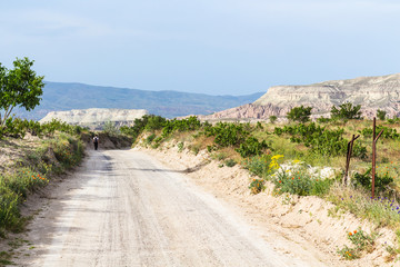 country road in Goreme National Park in Cappadocia