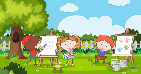 Obraz premium Childrend Drawing and Painting
