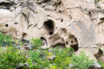rock-cut caves in Ihlara Valley in Cappadocia