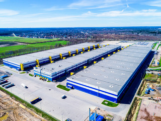 warehouses warehouse complex logistics photo with quadcopter