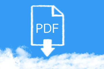 Clouds shaped pdf file on blue sky