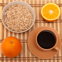 Vegetarian breakfast on a wooden background