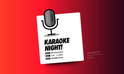 It's Karaoke Time Event Poster with Mic Vector Illustration