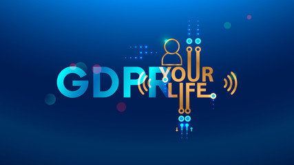 Fototapeta premium GDPR concept illustration. General Data Protection Regulation abbreviation. Law about personal data protection. Composition from letters GDPR and icons.