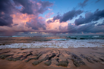 Dramatic storm sky above Indian ocean from beaches of Mozambique